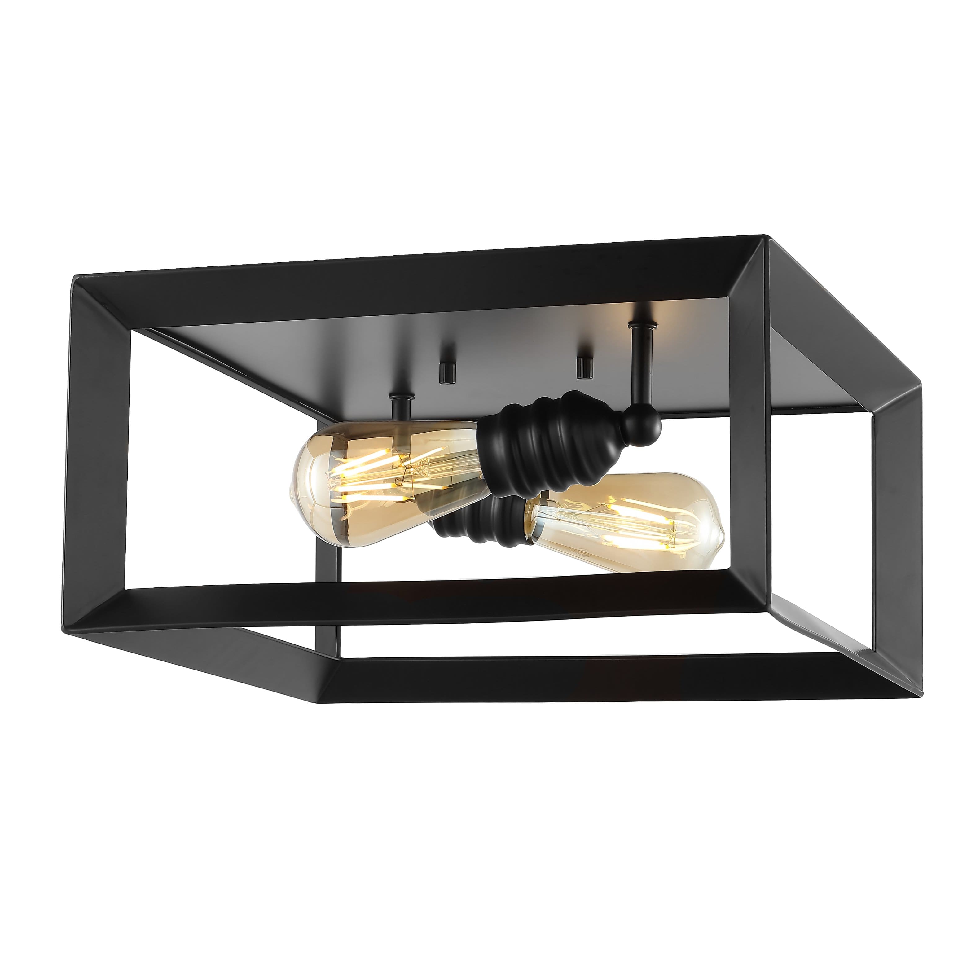 "Jonathan Y - Marfa Square 13"" 2-Light Iron Modern Farmhouse LED Flush Mount, Oil Rubbed Bronze - Oil-Rubbed Bronze" price history on PriceWatchPro