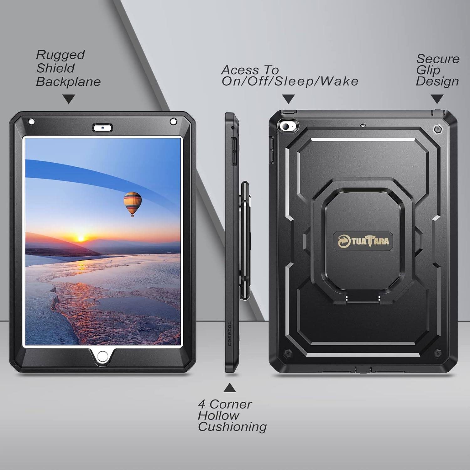 Rugged Shield Backplane  
Access To On/Off/Sleep/Wake  
Secure Grip Design  
TUATARA  
4 Corner Hollow Cushioning