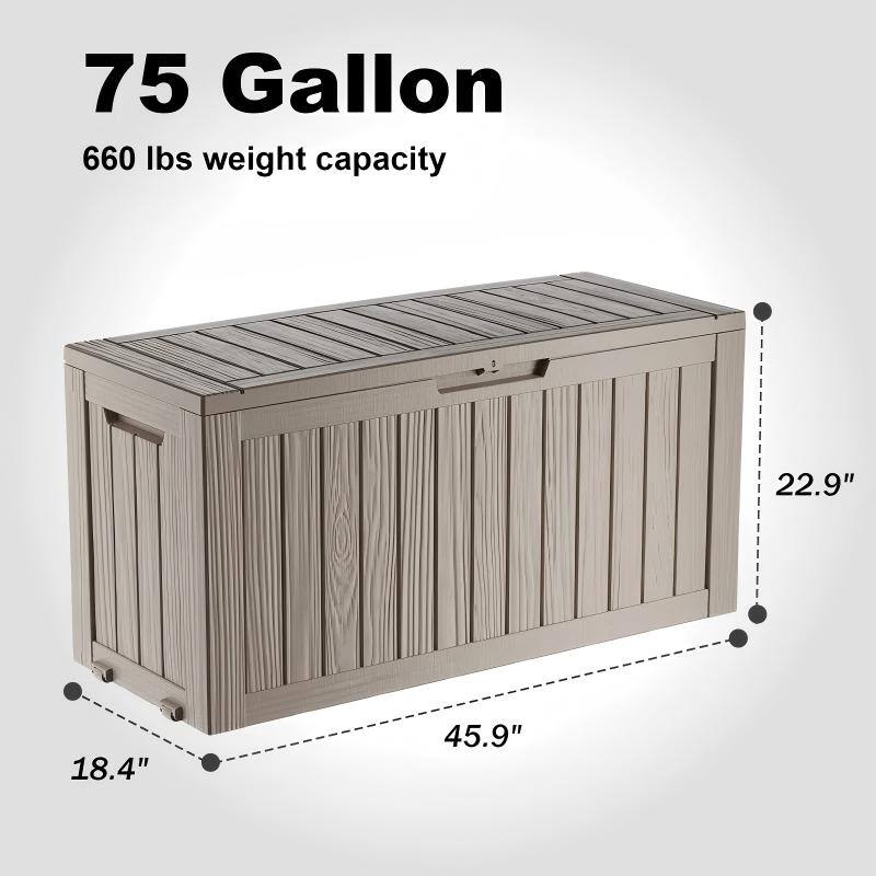 75 Gallon  
660 lbs weight capacity  
22.9"  
18.4"  
45.9"
