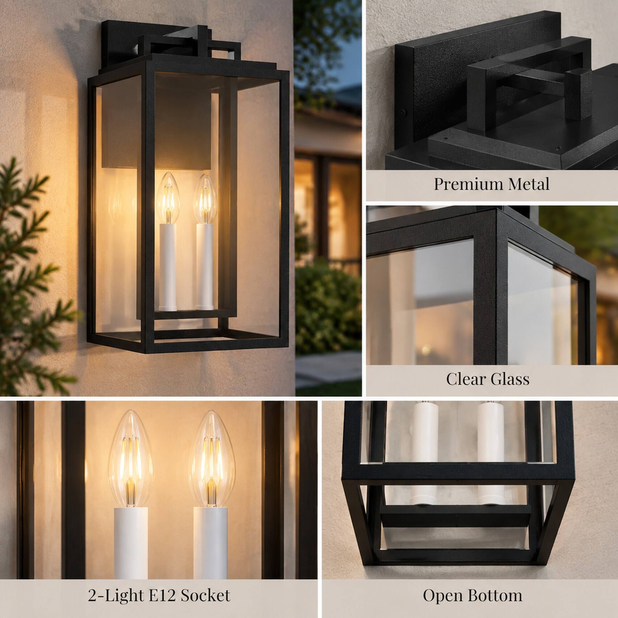 Premium Metal  
Clear Glass  
2-Light E12 Socket  
Open Bottom