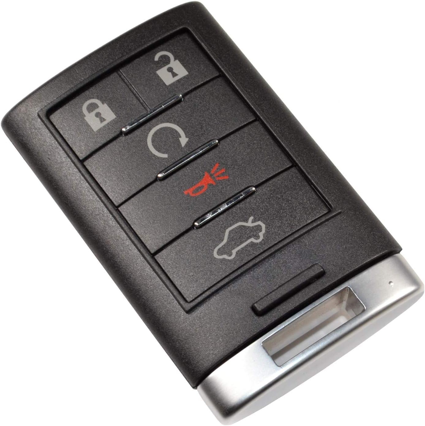 Left. HQRP - Flip Key Fob Shell Case with 5 Buttons and Battery for Cadillac CTS STS SRX DTS 2008-2013 - Black.