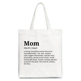 OrnamentallyYou - Personalized Mom Definition Canvas Tote Bag, Funny Mothers Day Gift Shopper - White