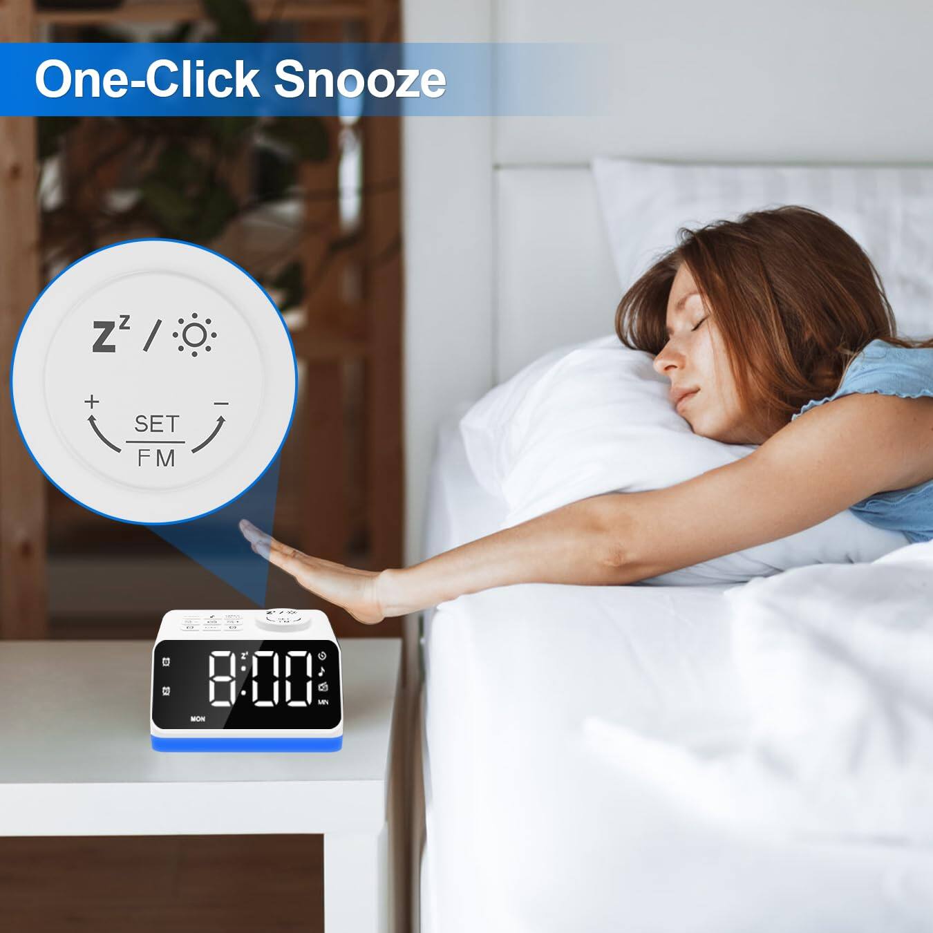 One-Click Snooze

Zzz / + SET FM -