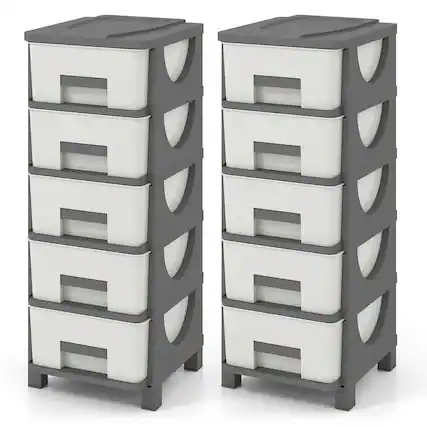 Front. Costway - Costway 2 Pcs Storage File Cabinet, Storage Organizer with Handles,Compact Drawer Cabinet - White + Gray.