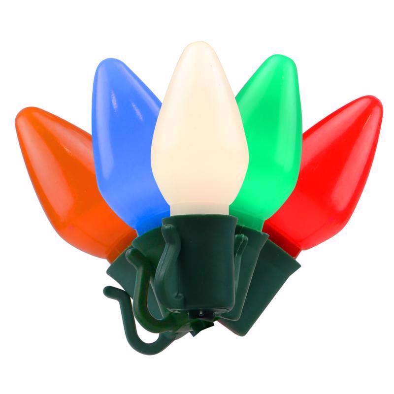 Front. Celebrations - Platinum LED C7 Multicolored 50 ct String Christmas Lights 25 ft. - Multicolored.