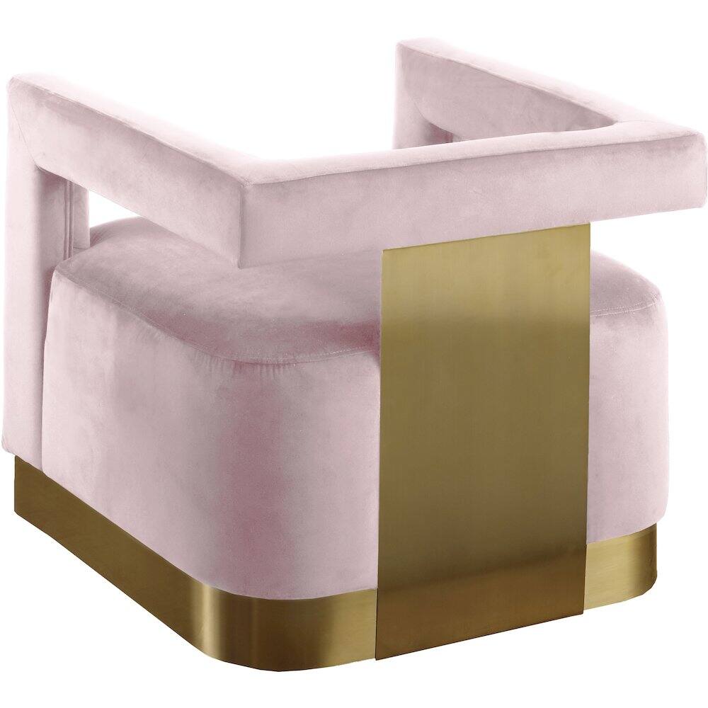Alt View 1. Meridian Furniture - Armani Pink Velvet Accent Chair - Pink.