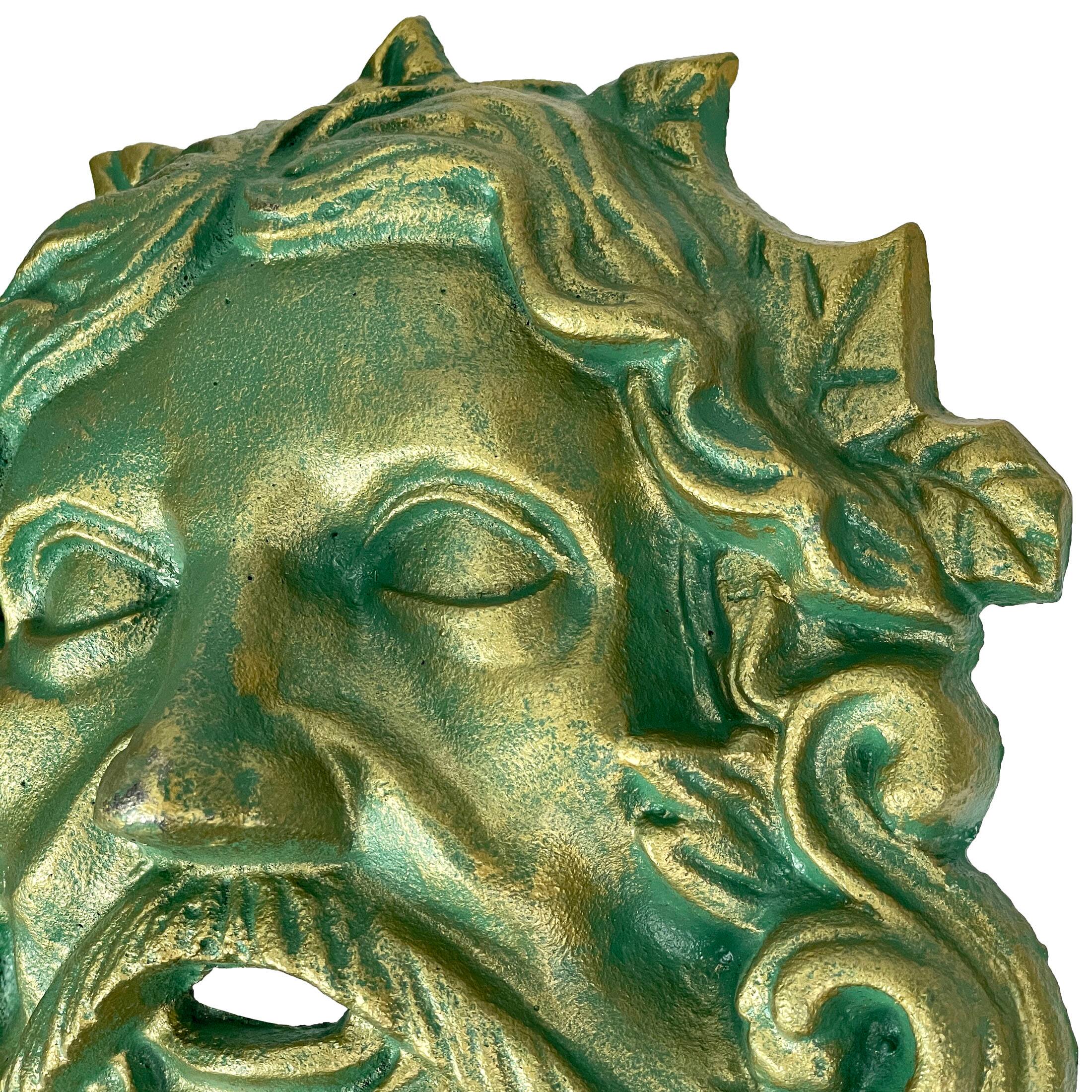 Alt View 2. Zeckos - Cast Iron Celtic Green Man Wall Hanging Antiqued Verdigris Green Finish - Green.