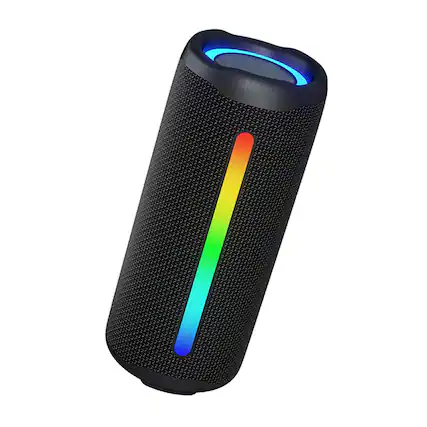 Front. Dazzed Corner - Portable Bluetooth Speaker with Stereo Sound RGB Lights - Black.