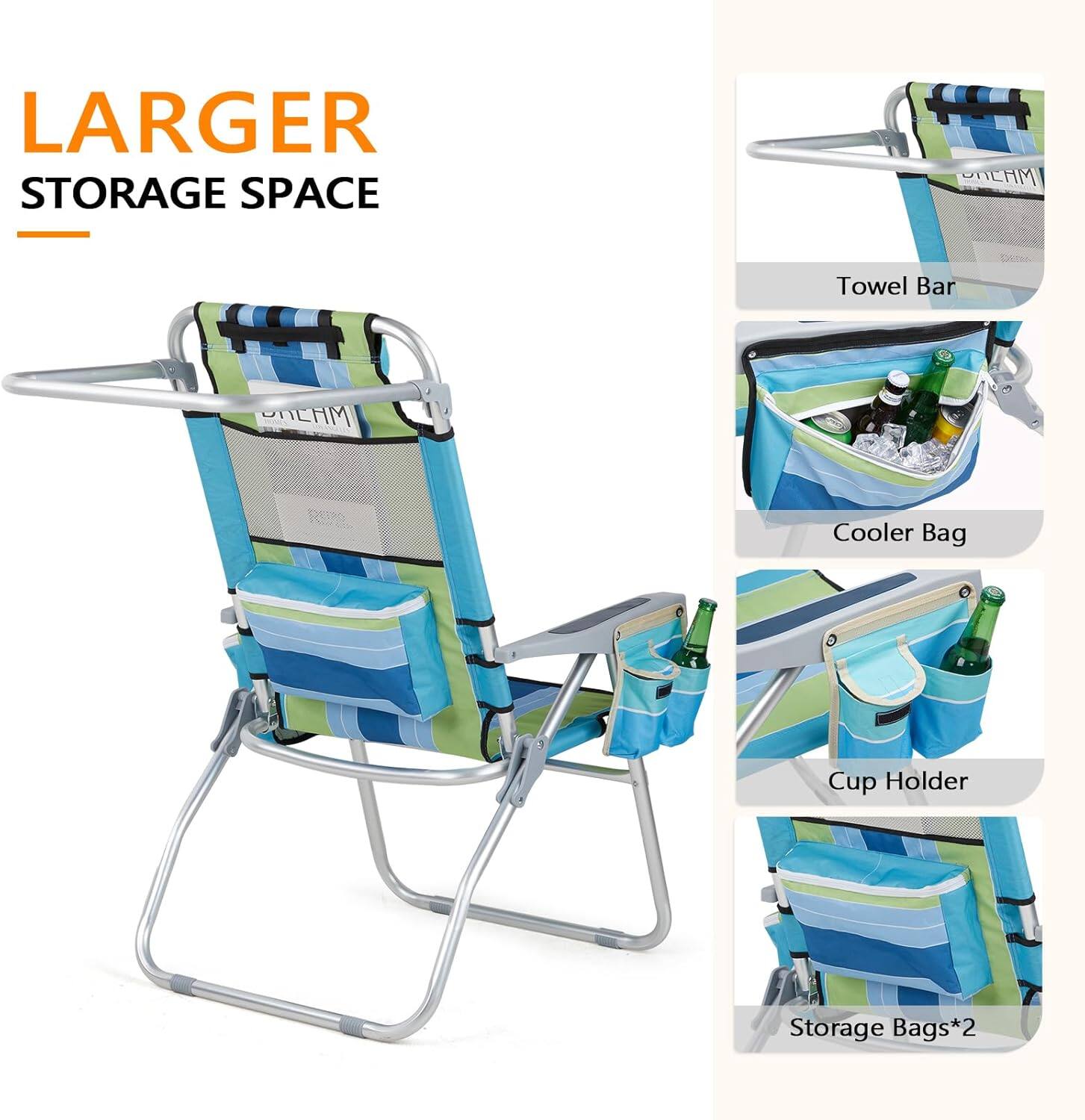 LARGER STORAGE SPACE  
SLAM Towel Bar LHM Cooler Bag Cup Holder Storage Bags*2