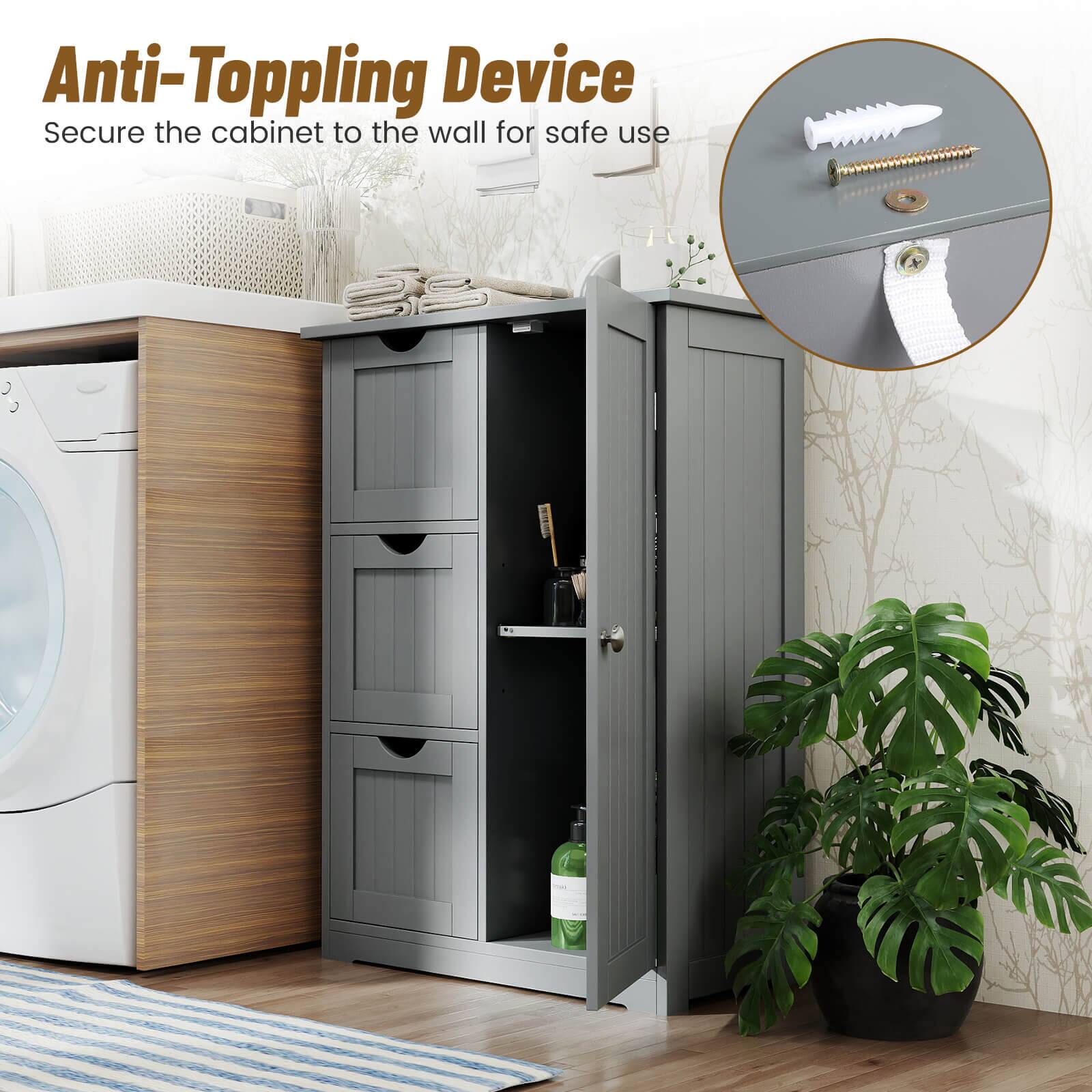 Anti-Topping Device  
Secure the cabinet to the wall for safe use