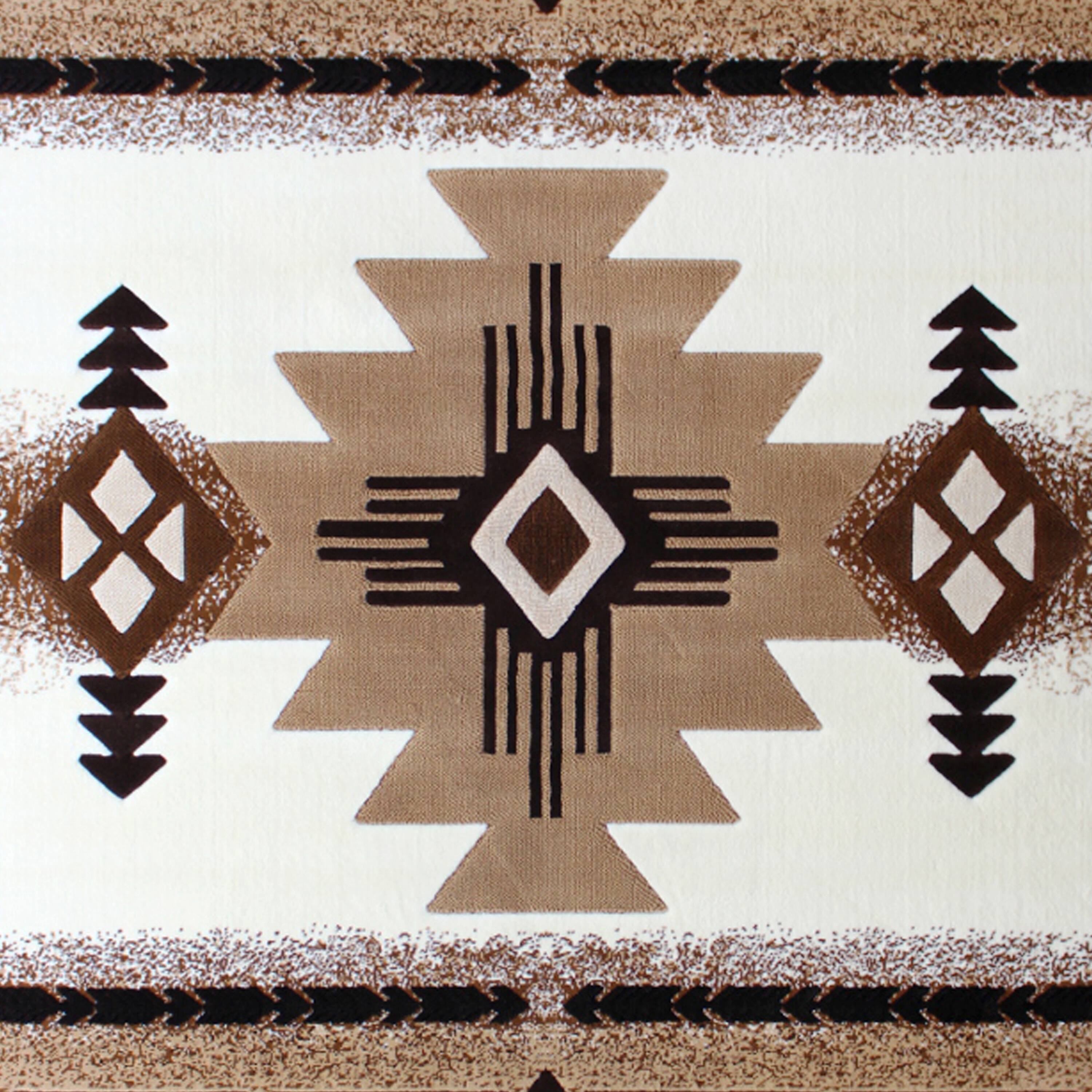 Alt View 6. Emma + Oliver - Santa Fe Olefin Accent Rug with Complementary Southwestern Pattern and Jute Backing - Ivory.