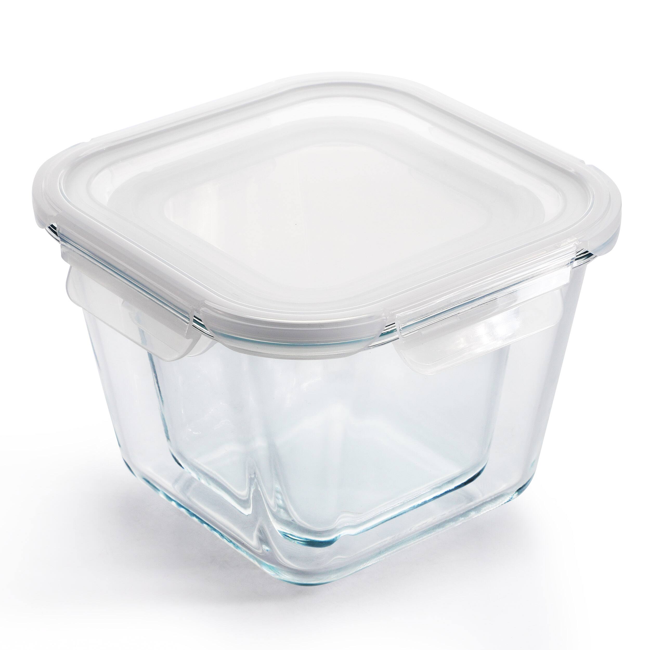 Left. Gibson - Gibson Home House Specials 4 Piece Borosilicate Glass Square Storage Container Set with Snap Lids - Clear.