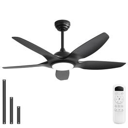 Sofucor - 48 Inch Ceiling Fans w/ Lights & Remote Indoor Outdoor Energy Saving 6 Wind Speed Dimmable LED Ceiling Fans for Bedroom - Black