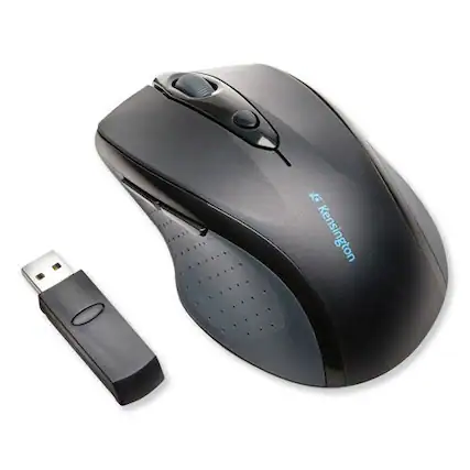 Front. Kensington - Kensington K72370US Pro Fit 2.4 GHz Frequency/30 ft Wireless Range Right Hand Use Full-Size Wireless Mouse - Black - Black.