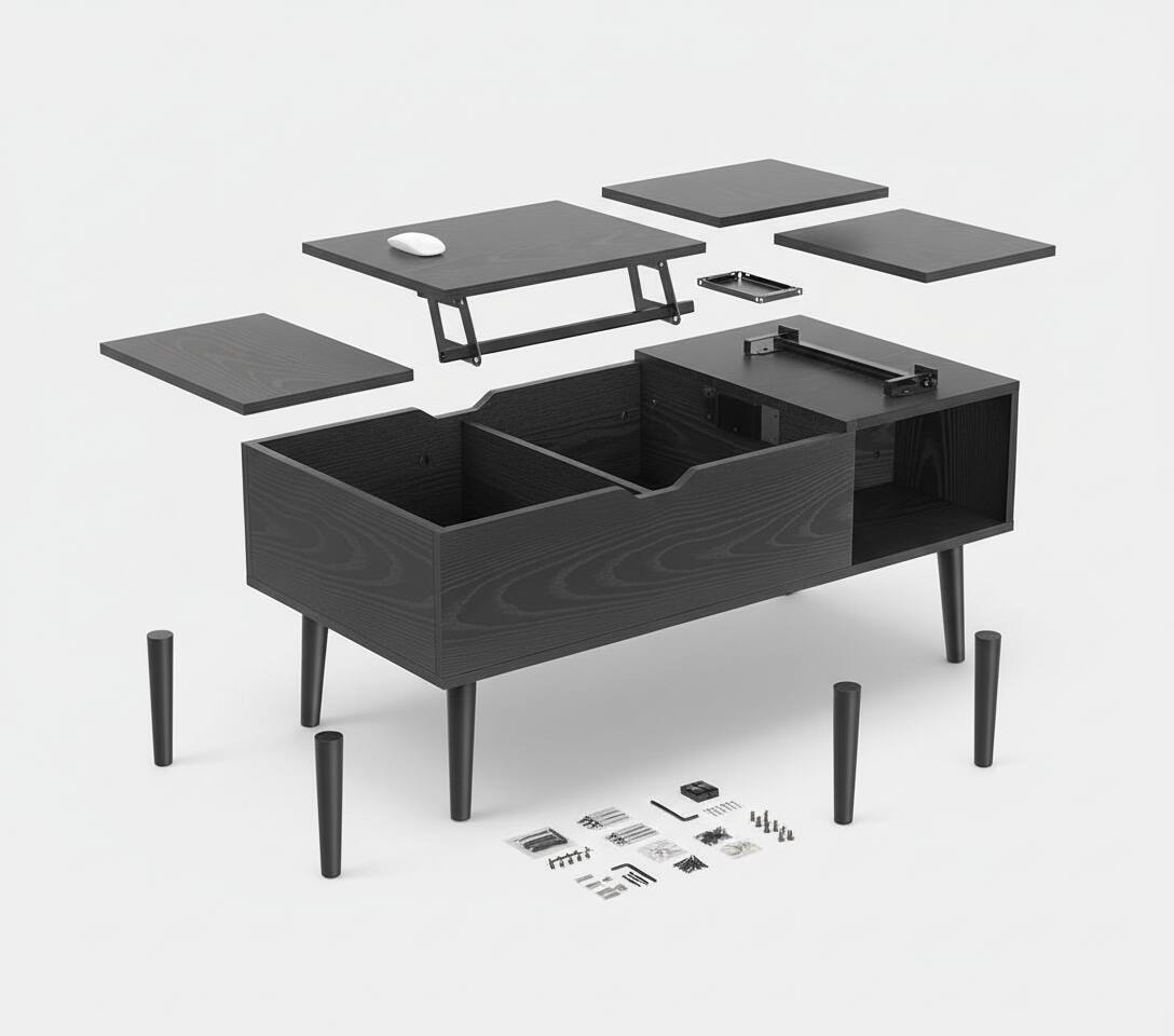 Alt View 1. AOITUN - Lift Top Coffee Table with Storage , Versatile Furniture for Daily Use, Ideal for Living Room or Office - black.