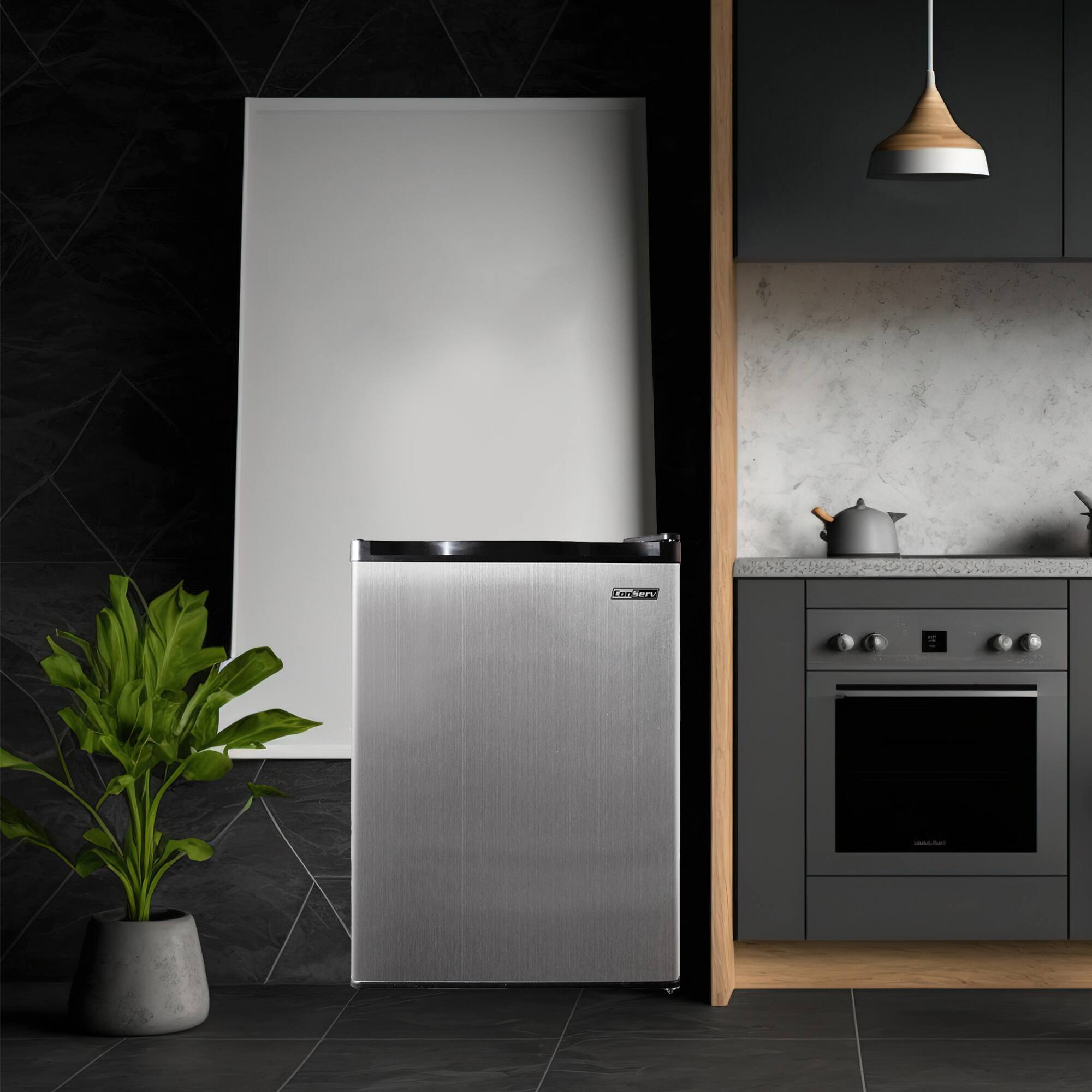 Alt View 6. Conserv - Conserv 20 inch Compact Refrigerator 4.5 Cu.Ft. Mini Fridge Reversible Door Wire Bottle Rack 110V - Stainless.