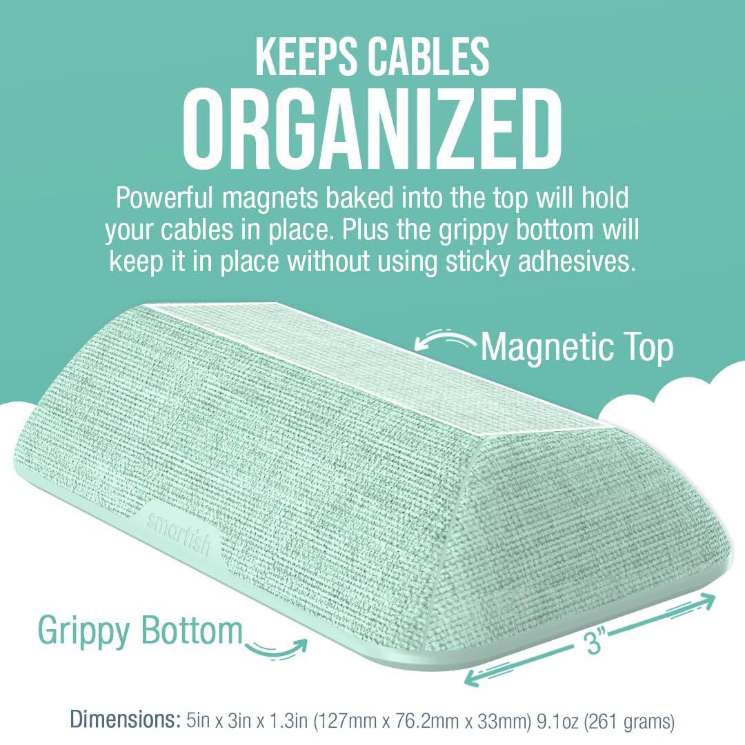 KEEPS CABLES ORGANIZED

Powerful magnets baked into the top will hold your cables in place. Plus the grippy bottom will keep it in place without using sticky adhesives.

Magnetic Top  
Grippy Bottom

Dimensions: 5in X 3in X 1.3in (127mm X 76.2mm X 33mm)  
9.1oz (261 grams)