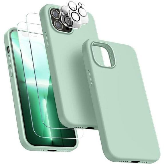 Front. Entronix - Entronix 5-in-1 Bundle for iPhone 11 Pro Max - Liquid Silicone Case with Screen & Camera Protectors - Teal.