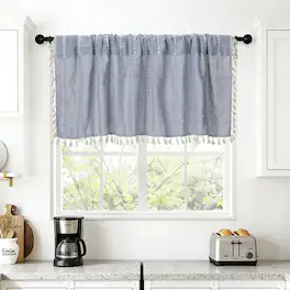 Unique Bargains - Curtain Valances, 18"x52" Semi Sheer Rod Pocket for Small Windows Living/Bed/Bath/Kitchen, Set of 1 Panel - Blue