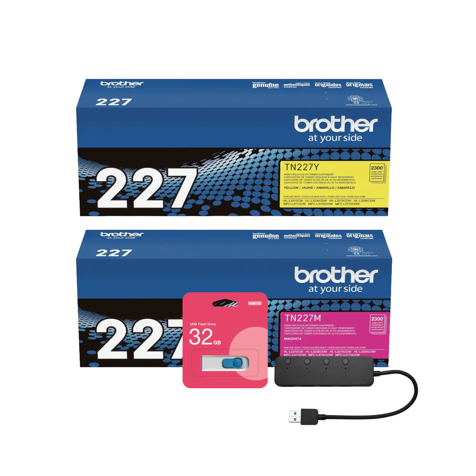 Brother High Yield Toner Cartridge Bundle with USB Hub and 32GB Flash ...
