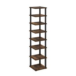 Furinno - Turn-N-Tube 8-Tier Vertical Space Saving Free Standing Shoe Tower, Shoe Rack for Closet Entryway - Amber Pine/Black