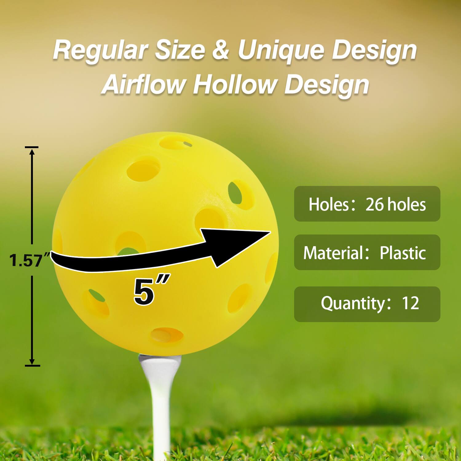 Regular Size & Unique Design, Airflow Hollow Design, Holes: 26 holes, Material: Plastic, Quantity: 12, 1.57", 5"