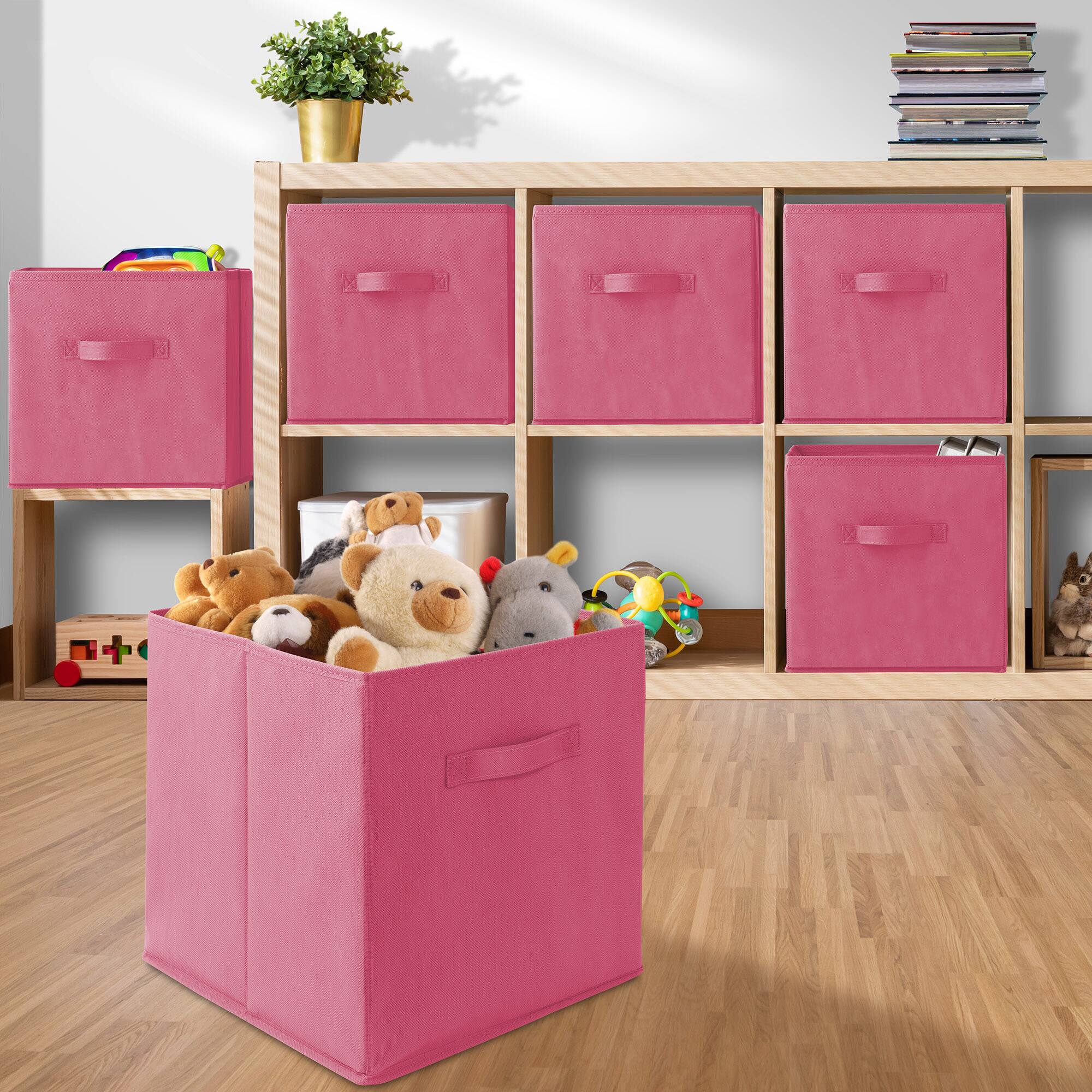 Alt View 4. Casafield - (Set of 12) Collapsible Fabric Cubes - Storage Bins - Hot Pink.