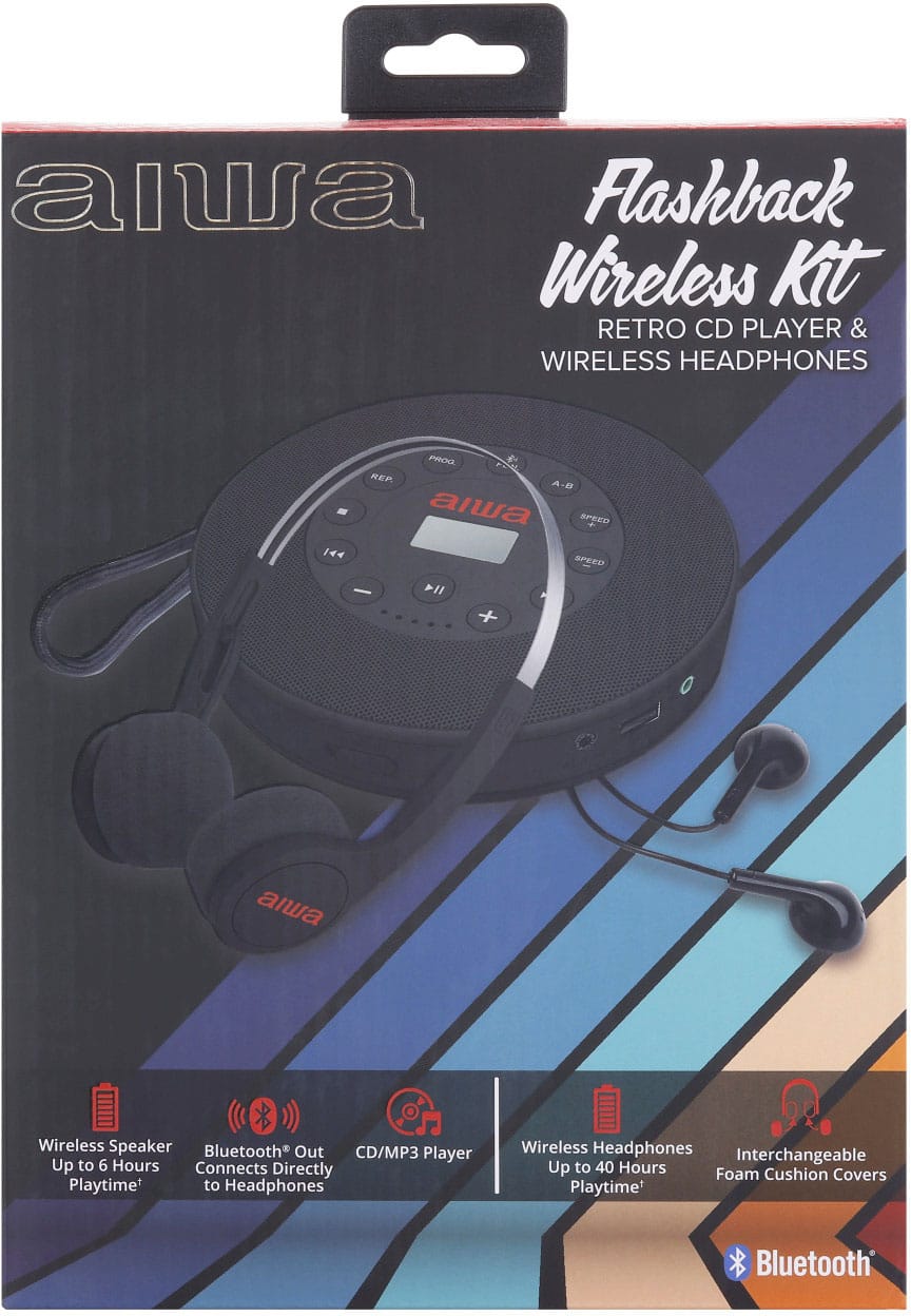 Aiwa Flashback Wireless Kit Retro CD Player & Wireless Headphones
