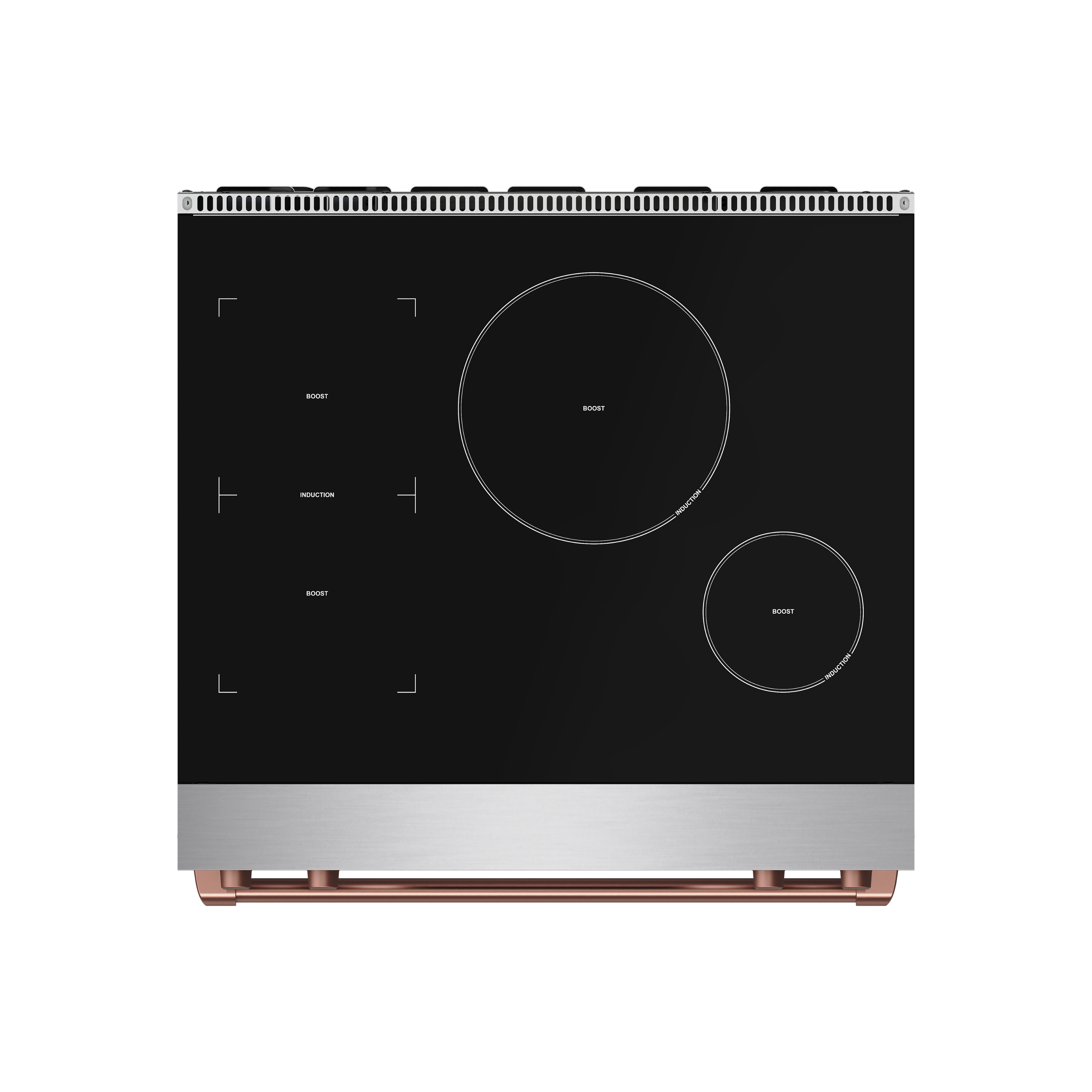 Back. Thor Kitchen - Gordon Ramsay Series by Thor Kitchen 4.8 Cu. Ft Freestanding Induction Range with Rose Gold Hardware - Stainless steel.