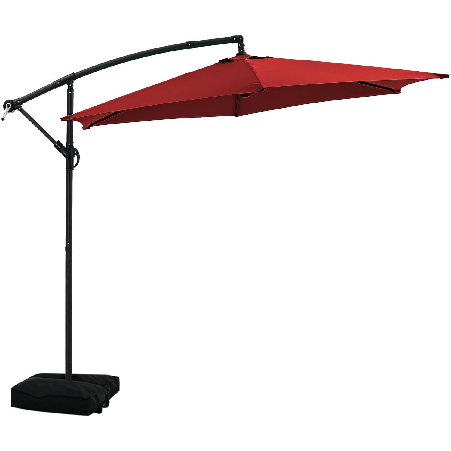 Left. Ainfox - Ainfox 10FT Outdoor Patio Yard Offset Umbrella with Cross Base for Market,Garden,Deck,Backyard,Pool - red.