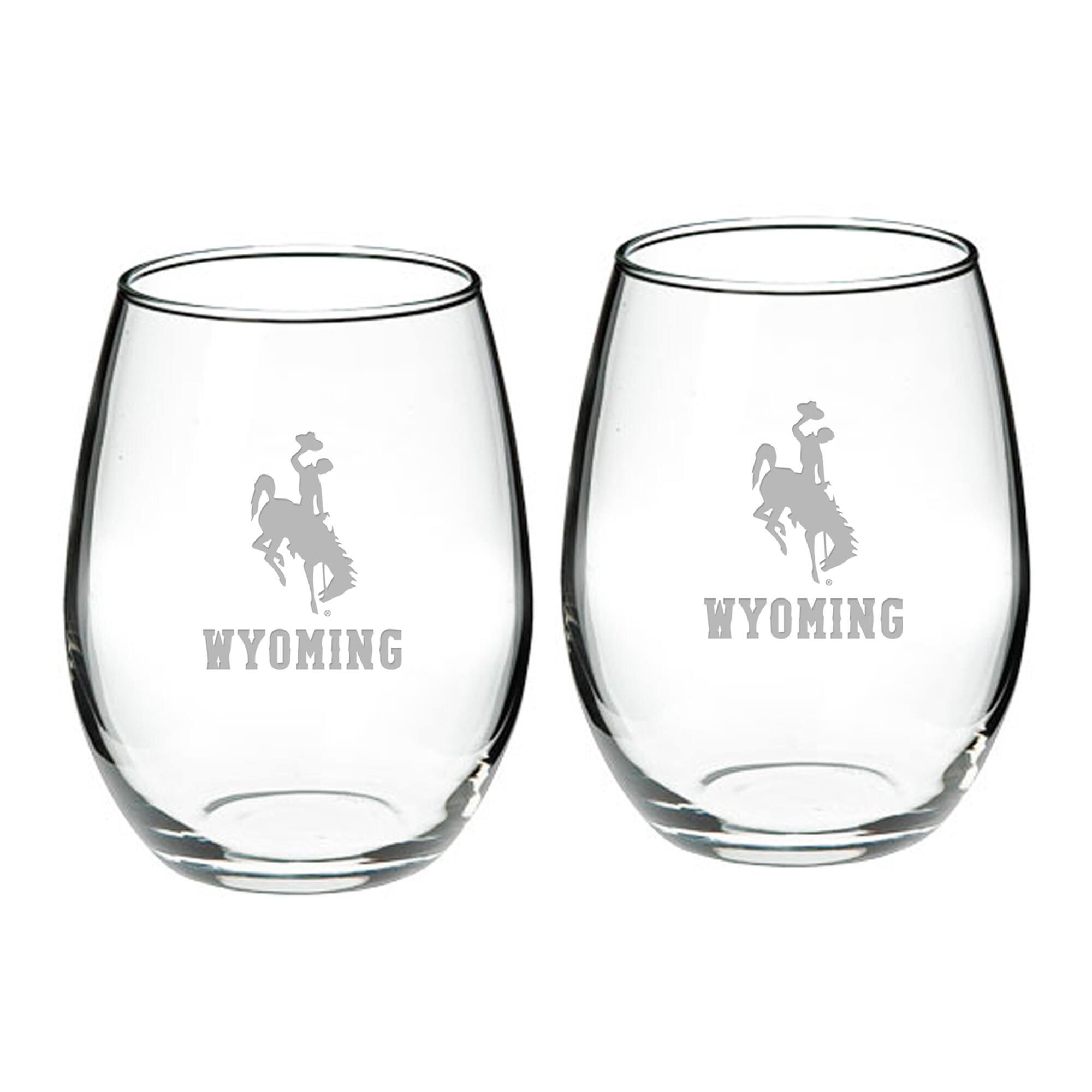 Jardine - Wyoming Cowboys 2-Piece 21oz. Stemless Wine Glass Set - Multicolor