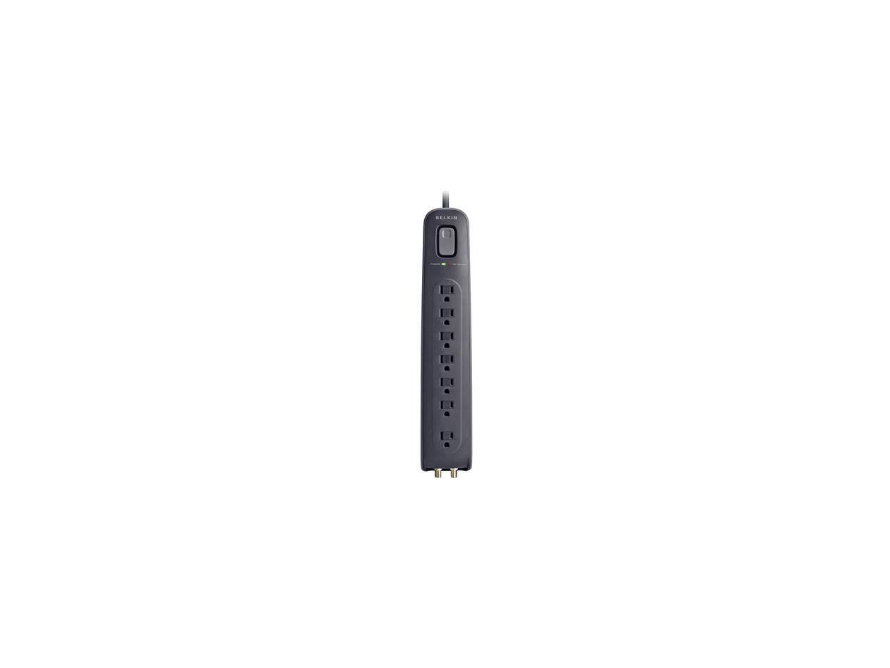 Alt View 1. Belkin - BELKIN BV107030-04-BLK 4 ft 7 Outlets Surge Suppressor with Telephone Protection - Black.