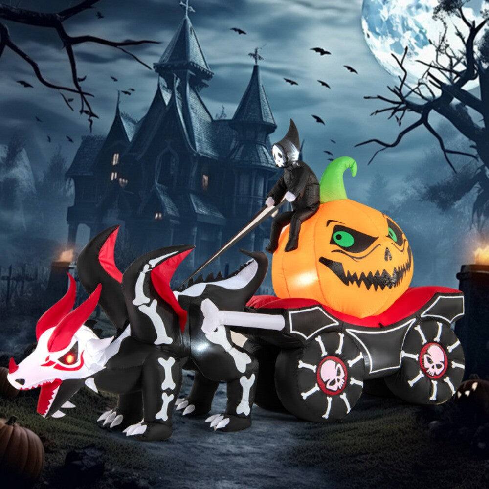 Alt View 8. Boyel Living - Halloween Inflatable LED Lighted Carriage Ghost Carriage with Skeleton Dragon and Pumpkin - Multicolor.