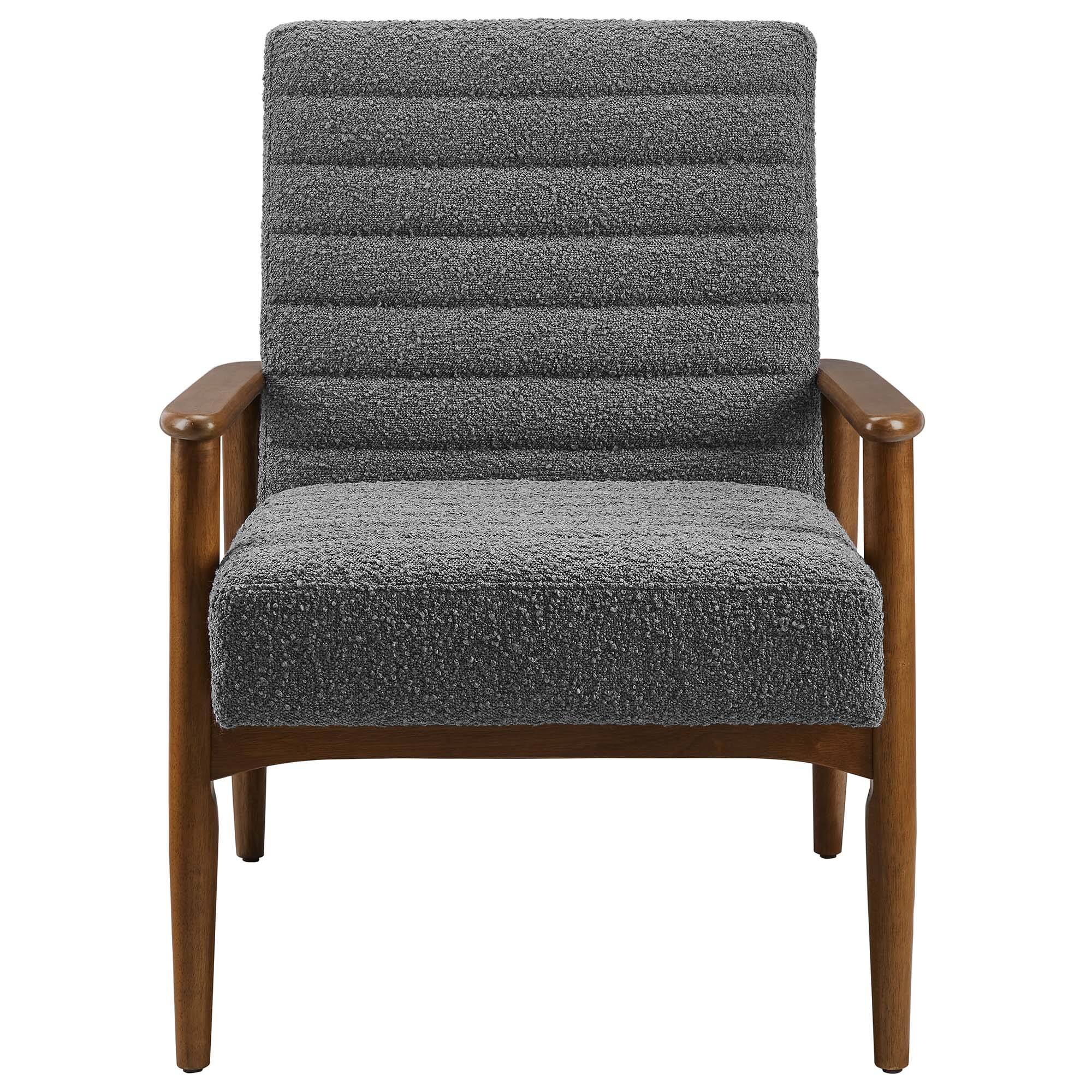 Alt View 4. Modway - Jensen Boucle Fabric Accent Chair by Modway - Walnut Charcoal.