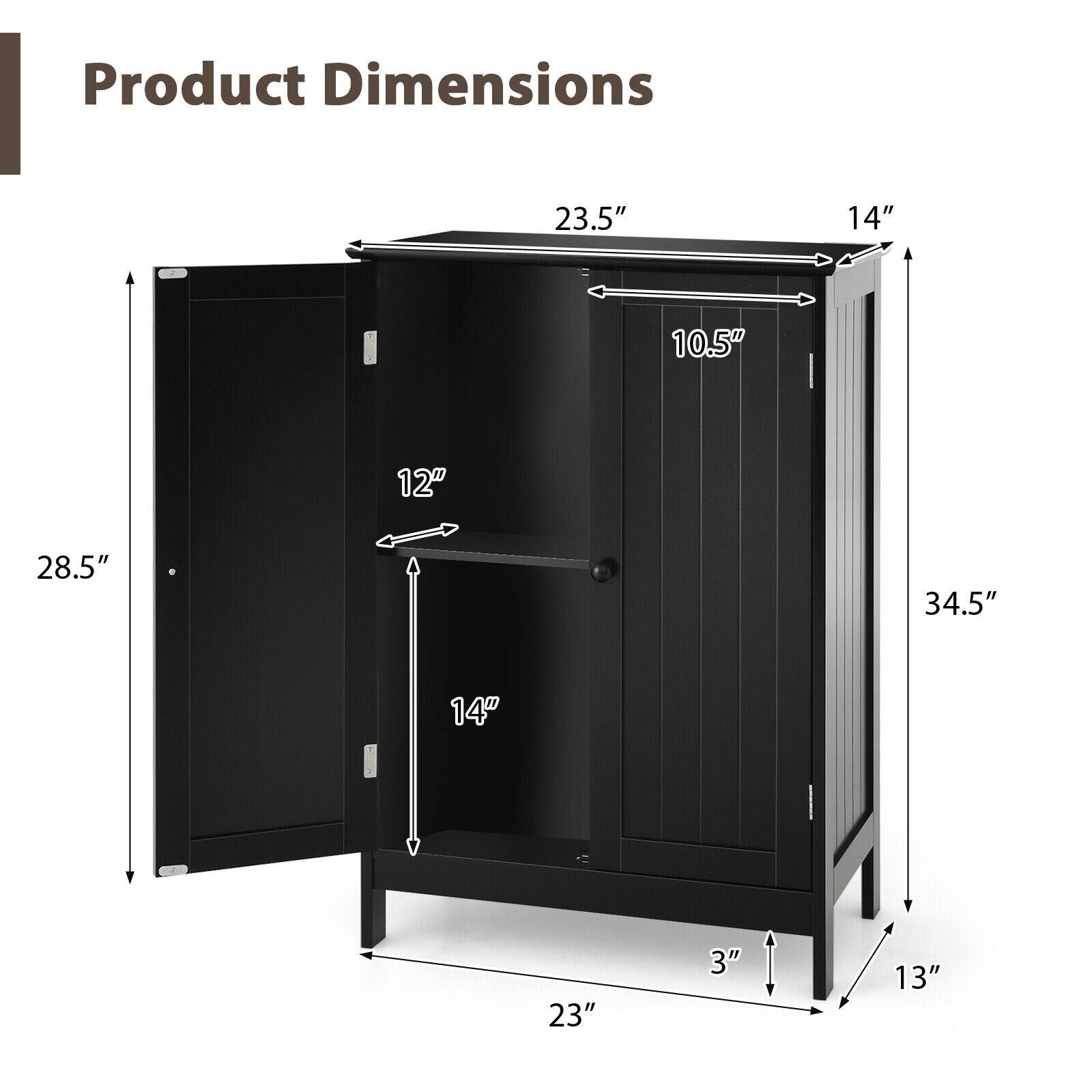 Product Dimensions: 28.5" (width), 34.5" (height), 23.5" (depth), 13" (base), 3" (leg), 23" (door width), 14" (door height), 10.5" (door depth)