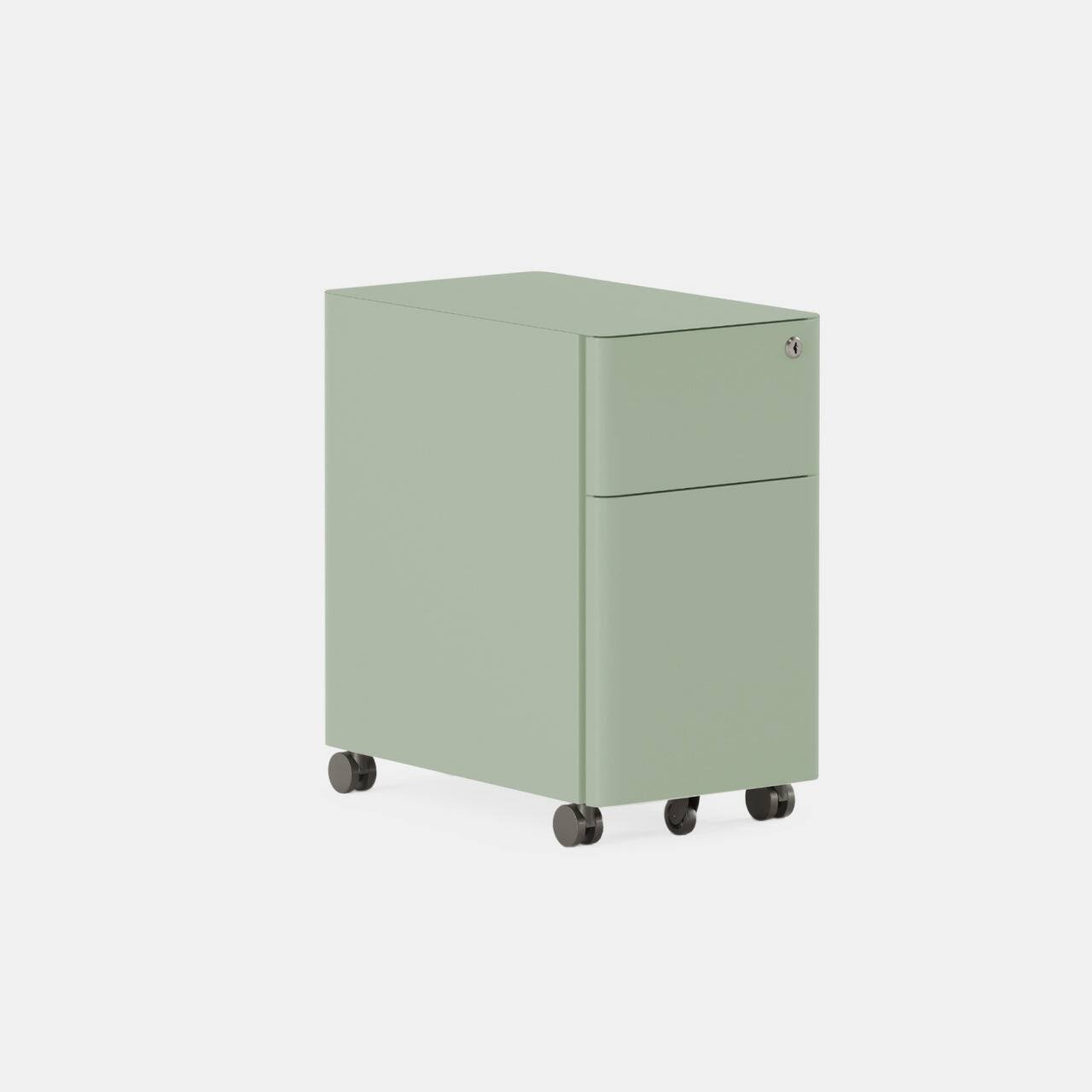 Angle. Branch Furniture - Branch Small Filing Cabinet – Compact Office Storage, Lockable Drawers, Durable Design for Organization - Sage.