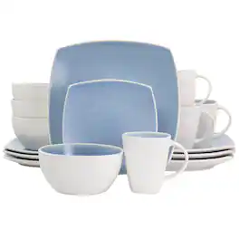 Gibson - Elite 16 Piece Soho Lounge Reactive Glaze Stoneware Dinnerware Set - Light Blue