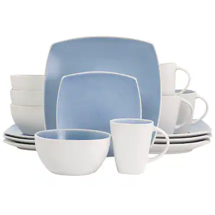 Front. Gibson - Gibson Elite 16 Piece Soho Lounge Reactive Glaze Stoneware Dinnerware Set in Light Blue - Light Blue.