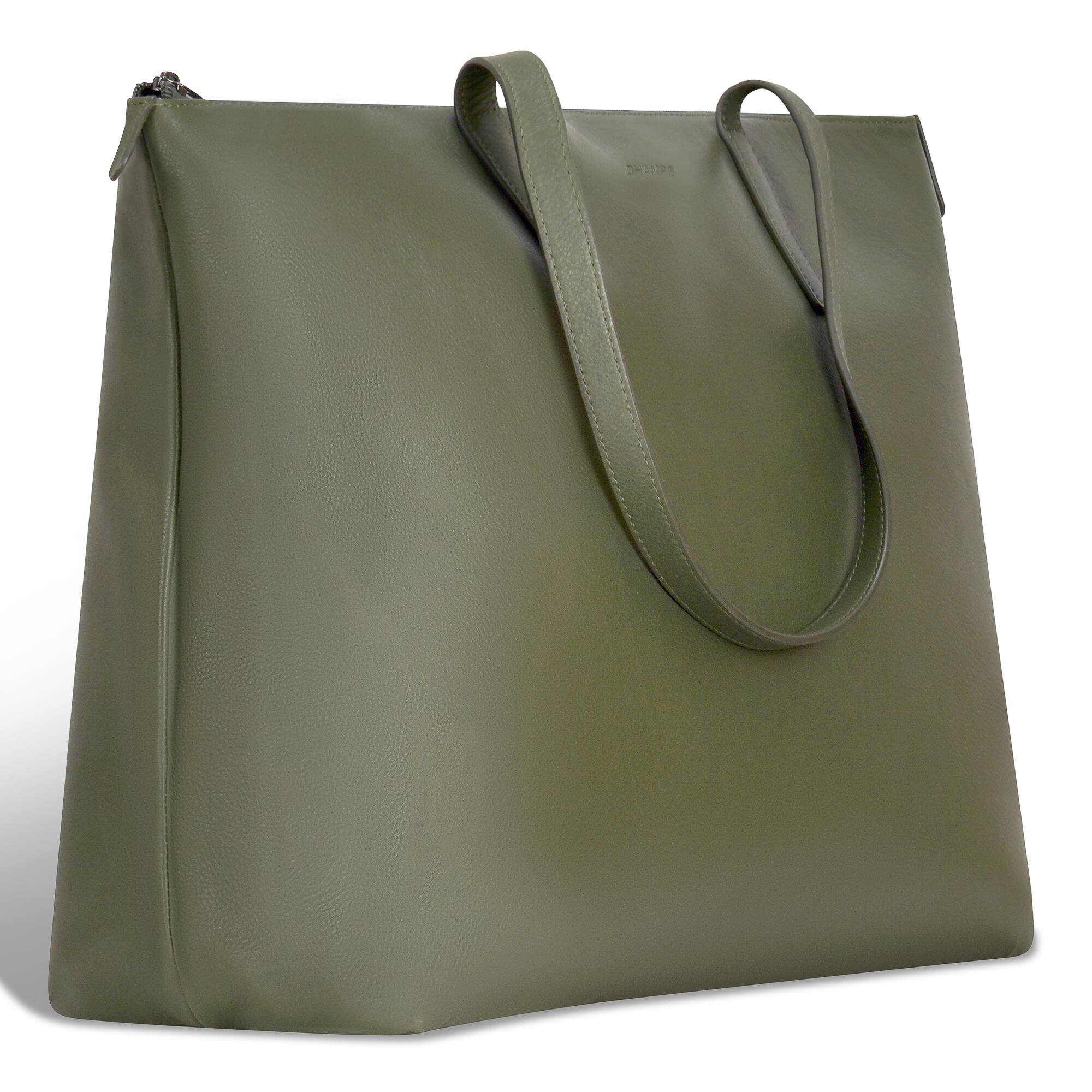 Left. Champs - Onyx Collection Leather Business Tote - Khaki.