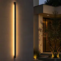 Front. LEEKI - Modern Outdoor LED Slim Linear Wall Sconce – Adjustable 3000K/5000K/6000K Color Temp, Ultra-Slim 1.5" Weatherproof Light - Black.