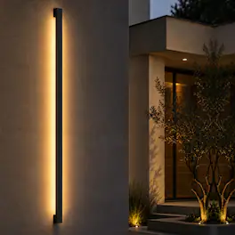LEEKI - Modern Outdoor LED Slim Linear Wall Sconce – Adjustable 3000K/5000K/6000K Color Temp, Ultra-Slim 1.5" Weatherproof Light - Black