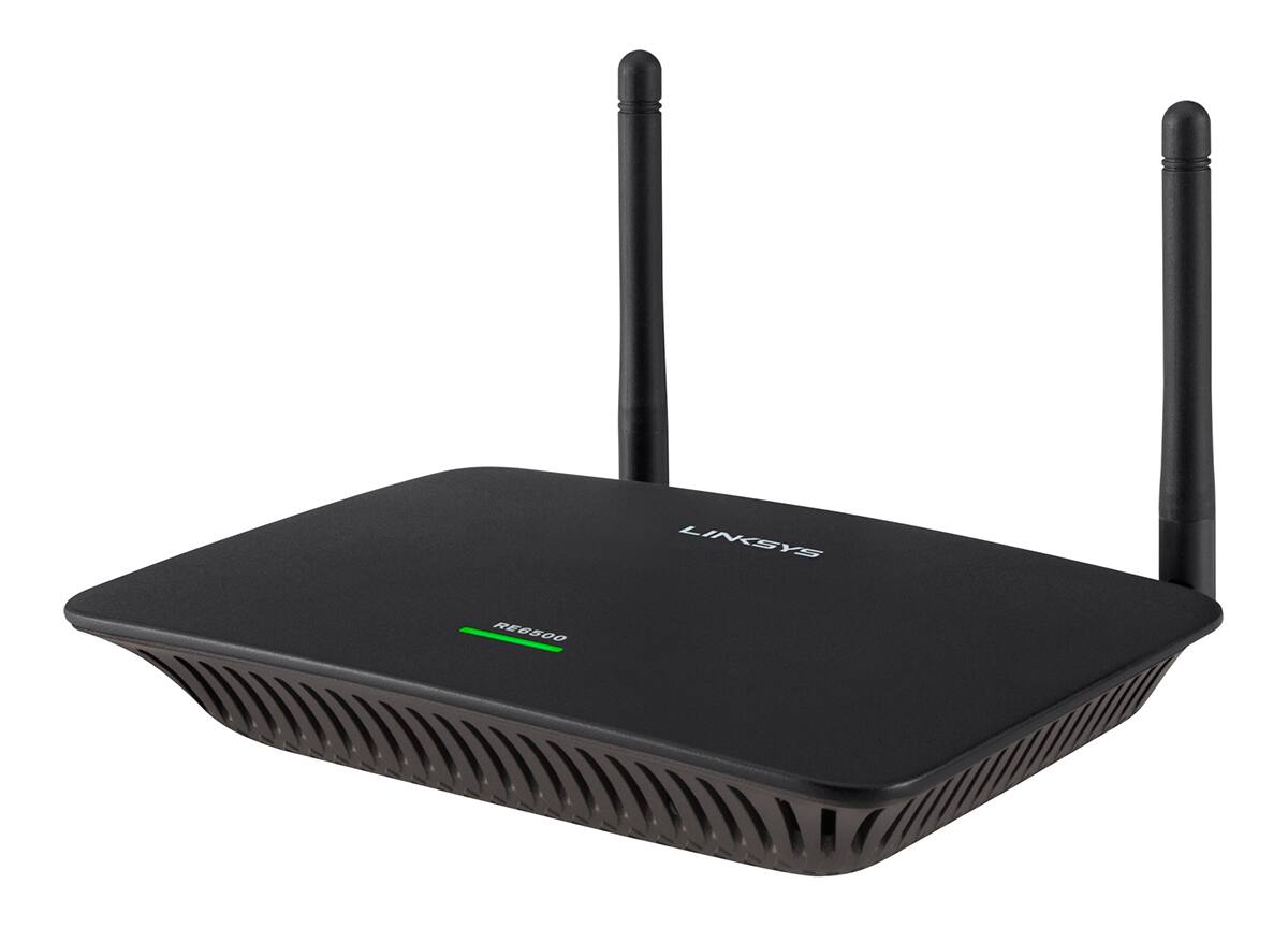 Left. Linksys - AC1200 Dual-Band Wi-Fi Range Extender - Black.