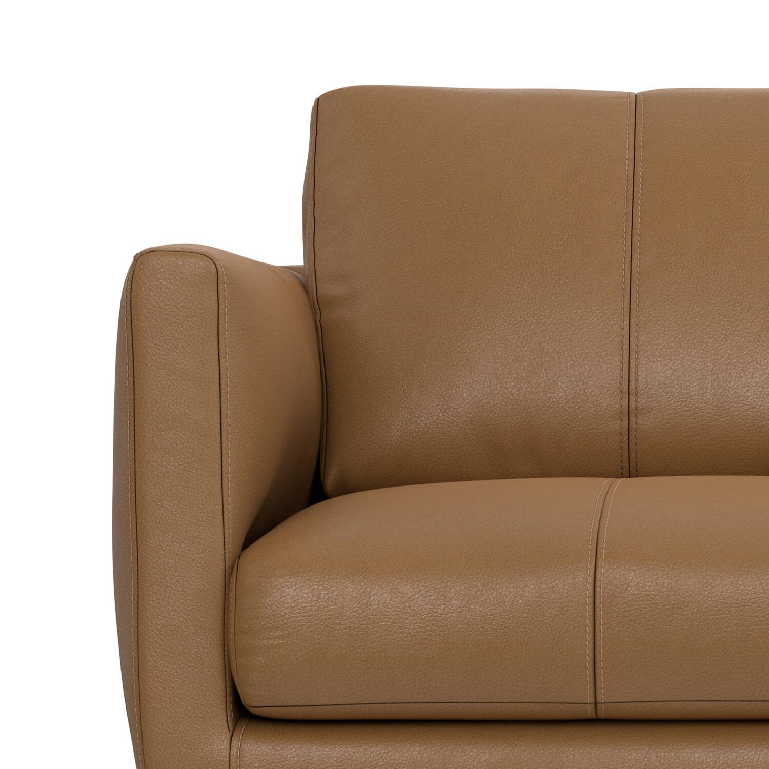 Alt View 5. Simpli Home - Stevens Mid-Century Modern 60 inch Wide Sofa in Butternut Brown Genuine Leather - Butternut Brown.