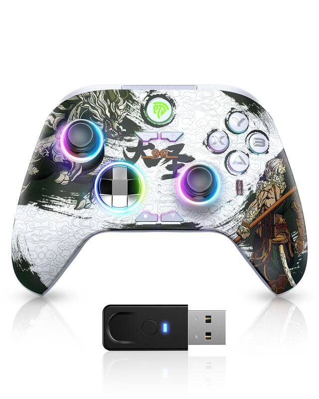 Alt View 5. Rossetta - X15 Wireless BT Controller with Hall Joysticks/Triggers & RGB - No Drift/Dead Zone - for PC/Android/Steam/Switch - White.