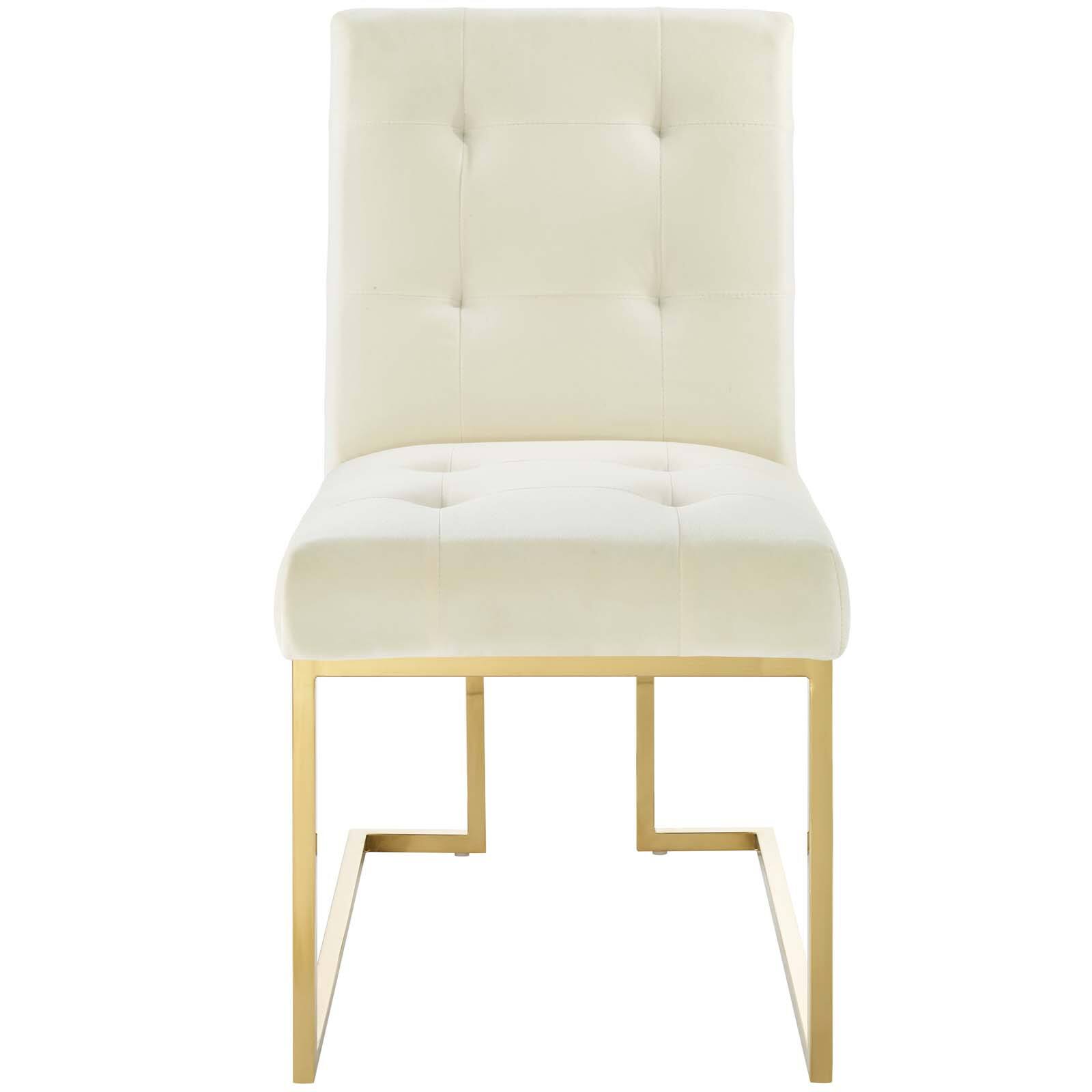 Alt View 2. Modway - Privy Gold Stainless Steel Performance Velvet Dining Chair by Modway - Gold Ivory.
