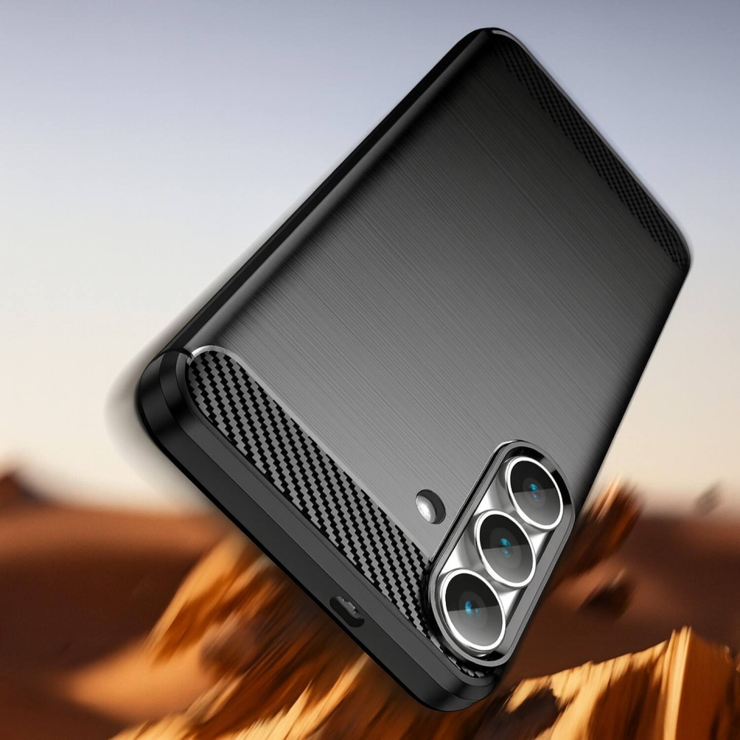 Left. SaharaCase - Venture Series Anti-Slip Case for for Samsung Galaxy S25 FE - Scoprion Black - Black.