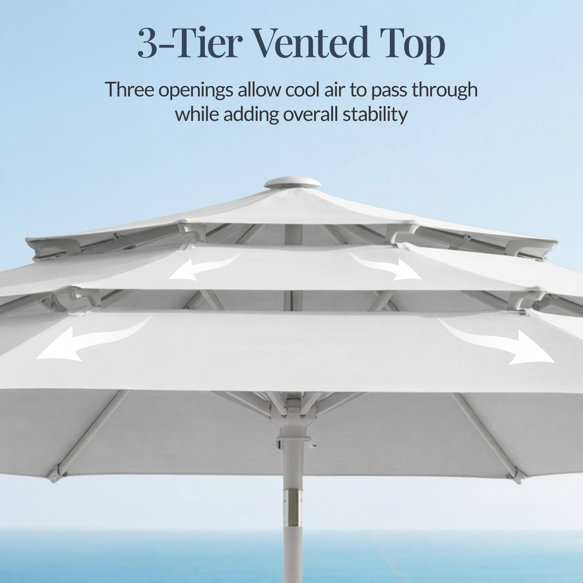 3-Tier Vented Top

Three openings allow cool air to pass through while adding overall stability