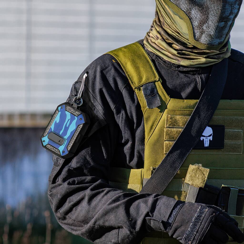 Alt View 4. SaharaCase - Apple Airpods Pro 3 Secure Lock Case | Heavy Duty | Shock Absorbing Corners | Raider Series - Camo Blue.