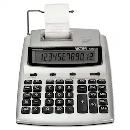Victor - 1212-3A Print 2.7 Lines/Sec Antimicrobial Printing Calculator - Black/Red