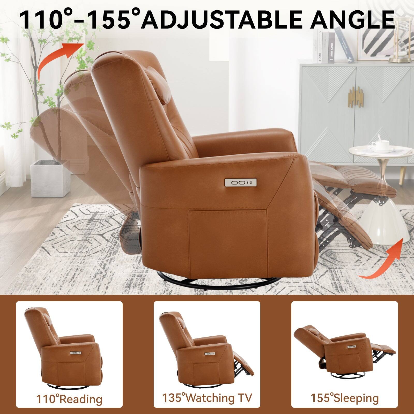 110-155° ADJUSTABLE ANGLE
110° Reading
135° Watching TV
155° Sleeping